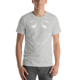 Light gray cotton t-shirt with It's a very good day for a good day smiley face.