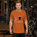 Orange cotton t-shirt. I ain't happy yet but I'm way less sad with pint of Guinness.