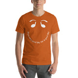 Orange cotton t-shirt with It's a very good day for a good day smiley face.