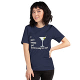 Navy blue cotton t-shirt. I ain't happy yet but I'm way less sad with martini.