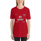 Red cotton t-shirt.  Zac Abel be kind lyrics.